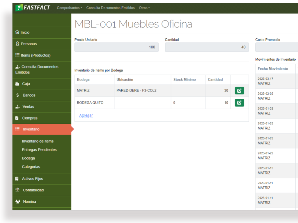 Inventario Sistema de administración de inventario