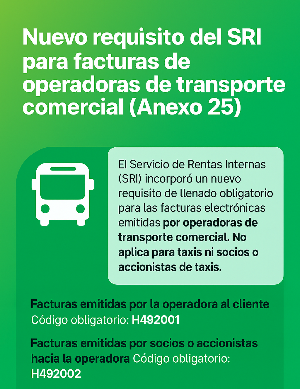Codigo Auxiliar Facturas Transporte