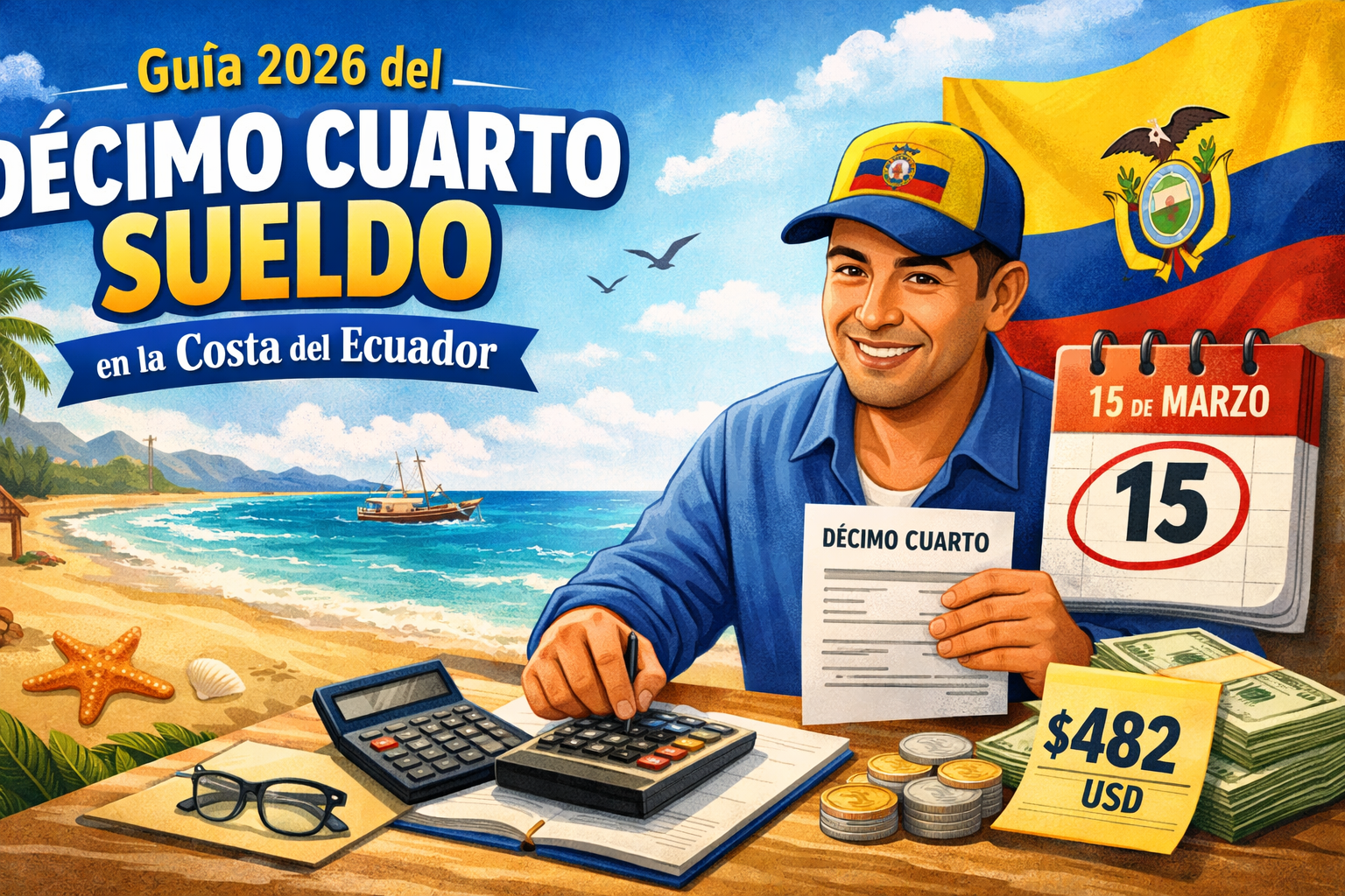 decimo cuarto sueldo costa ecuador 2026 como calcular y fecha de pago